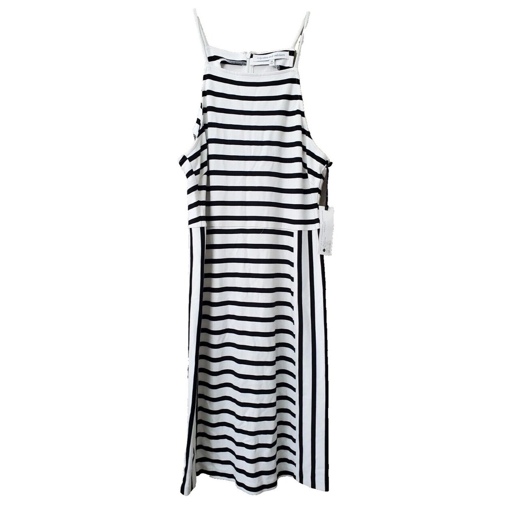 Cupcakes and Cashmere Elliot Black/White Striped Bodycon Dress Size Medium NWT